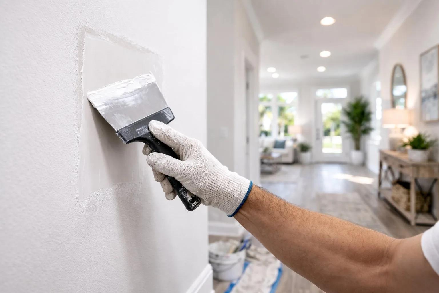 Professional drywall repair and wall patching inside Sarasota home