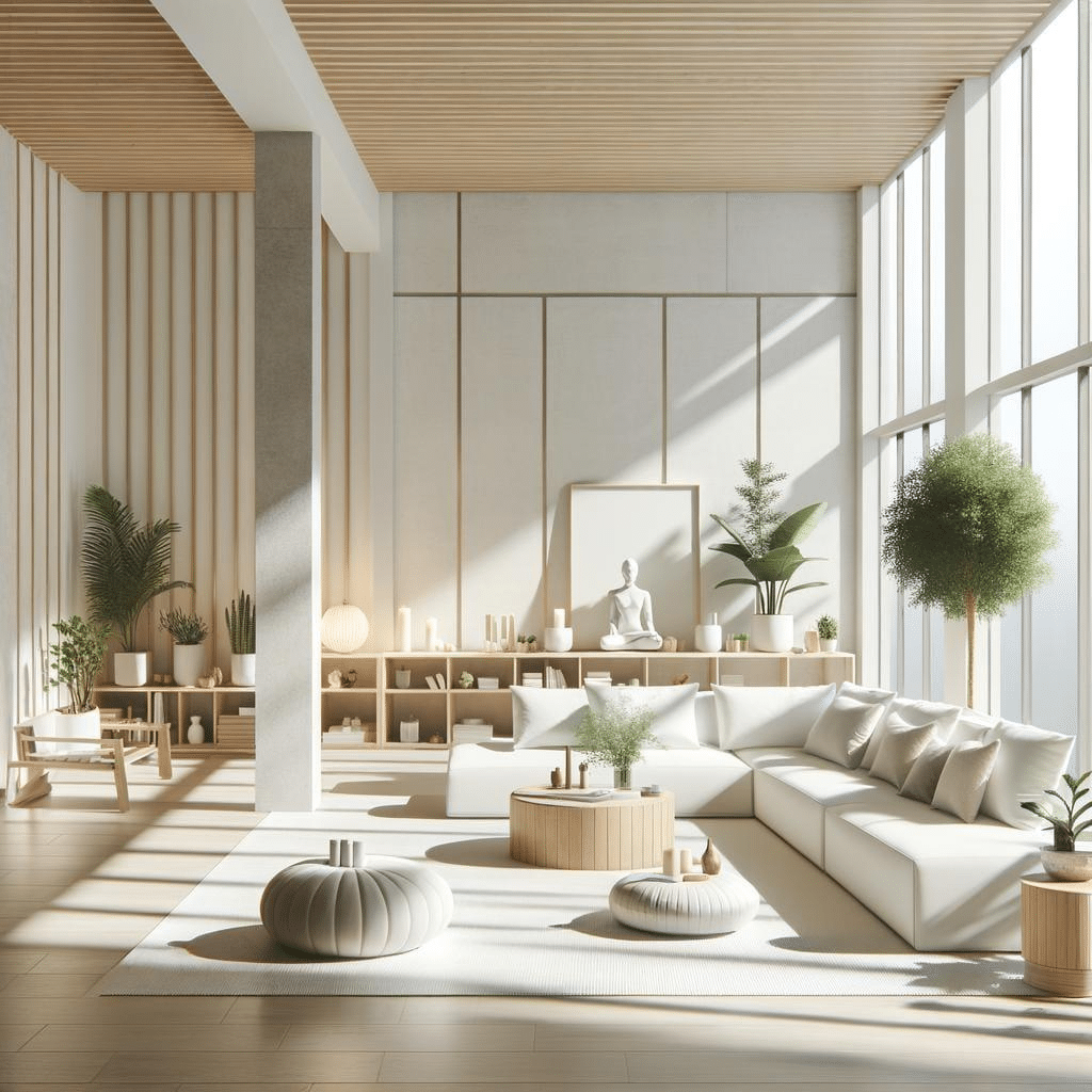 Clean and clutter-free living room interior design that supports better airflow and moisture control