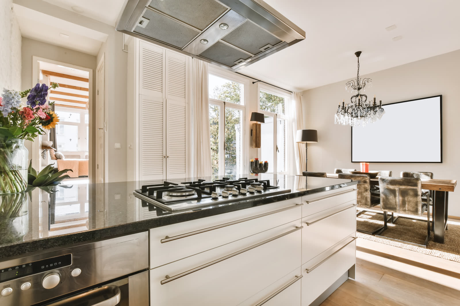 comfortable kitchen with white kitchen unit and ma — Window AC Installation & Repair in Sarasota, FL