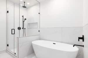 Bathroom design with both walk in shower and bathtub Sarasota home hybrid bathroom setup